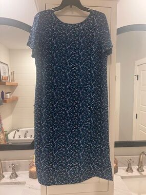 Navy Floral Midi Dress with Flutter Sleeves